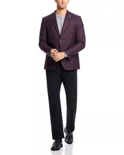 John Varvatos Star Usa Mens Slim fit Sport Coat Blazer 42 R Purple Plaid Stretch