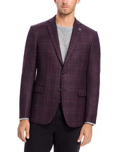 John Varvatos Star Usa Mens Slim fit Sport Coat Blazer 42 R Purple Plaid Stretch