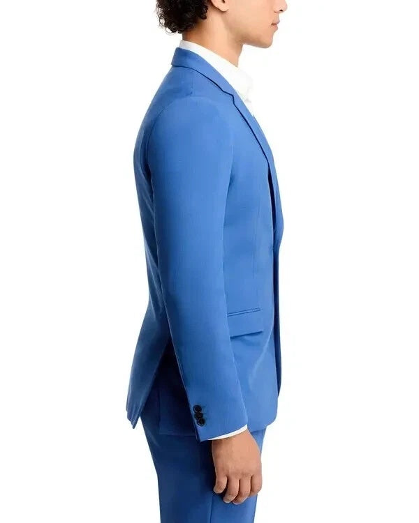 Hugo Boss Mens Extra-Slim fit Suit Jacket Blazer 44 R Blue Solid Stretch