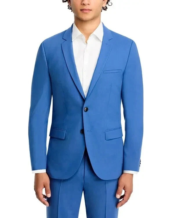 Hugo Boss Mens Extra-Slim fit Suit Jacket Blazer 44 R Blue Solid Stretch