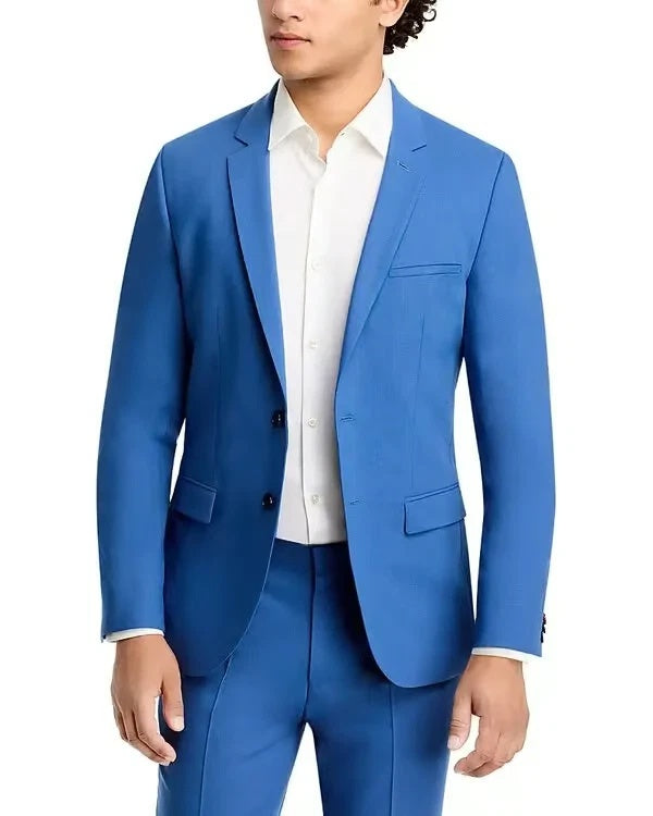 Hugo Boss Mens Extra-Slim fit Suit Jacket Blazer 44 R Blue Solid Stretch