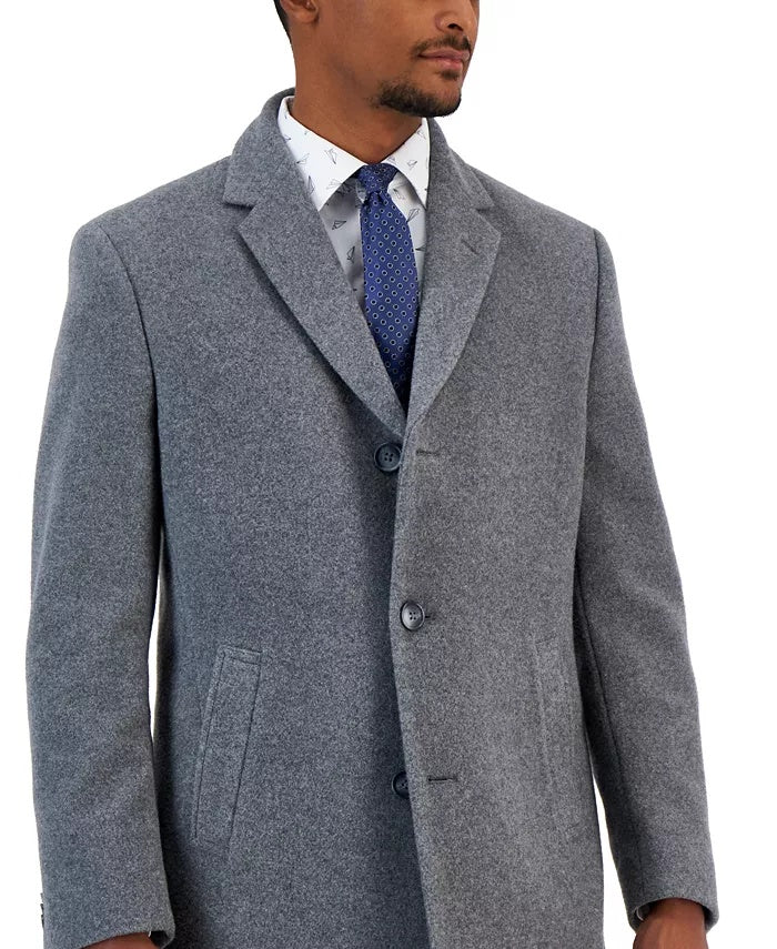 Nautica Mens Regular Fit Wool Overcoat Coat 44 Short Grey