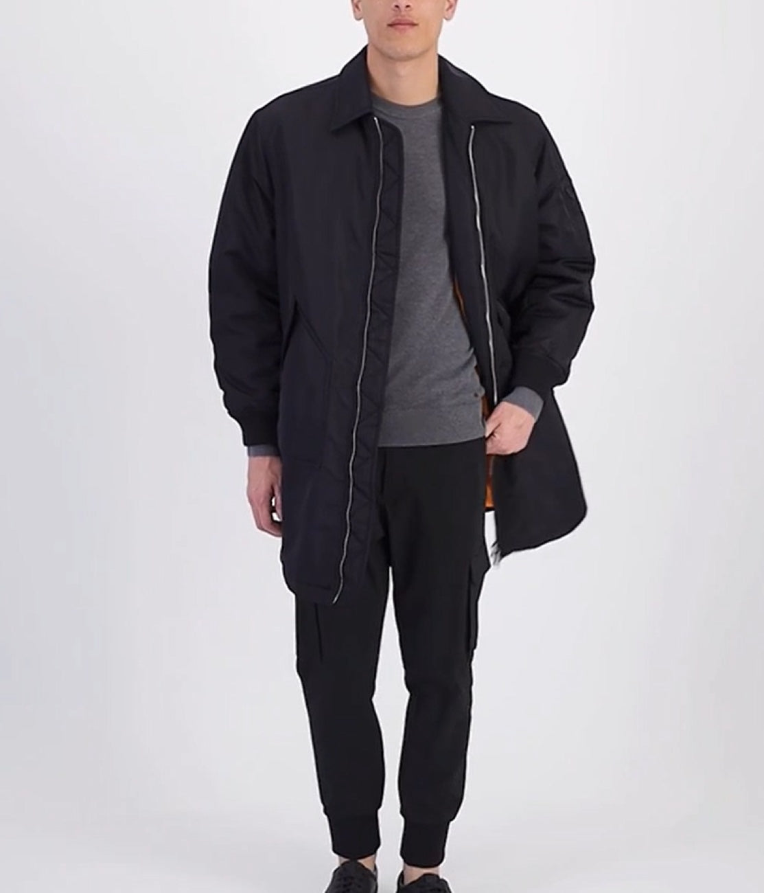 Hugo Boss Mens Modern-Fit Puffer Overcoat Coat Large Black