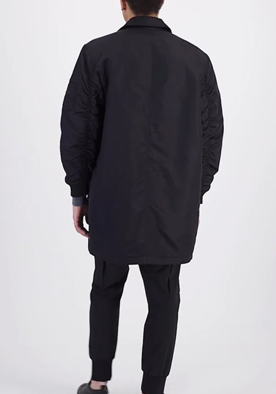 Hugo Boss Mens Modern-Fit Puffer Overcoat Coat Large Black