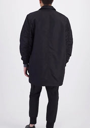 Hugo Boss Mens Modern-Fit Puffer Overcoat Coat Large Black