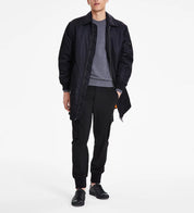 Hugo Boss Mens Modern-Fit Puffer Overcoat Coat Large Black
