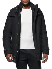 Norwegian Wool Mens City Active Wool-Blend Down Parka Coat Small Black
