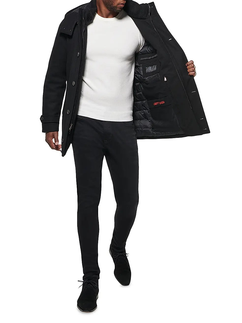 Norwegian Wool Mens City Active Wool-Blend Down Parka Coat Small Black