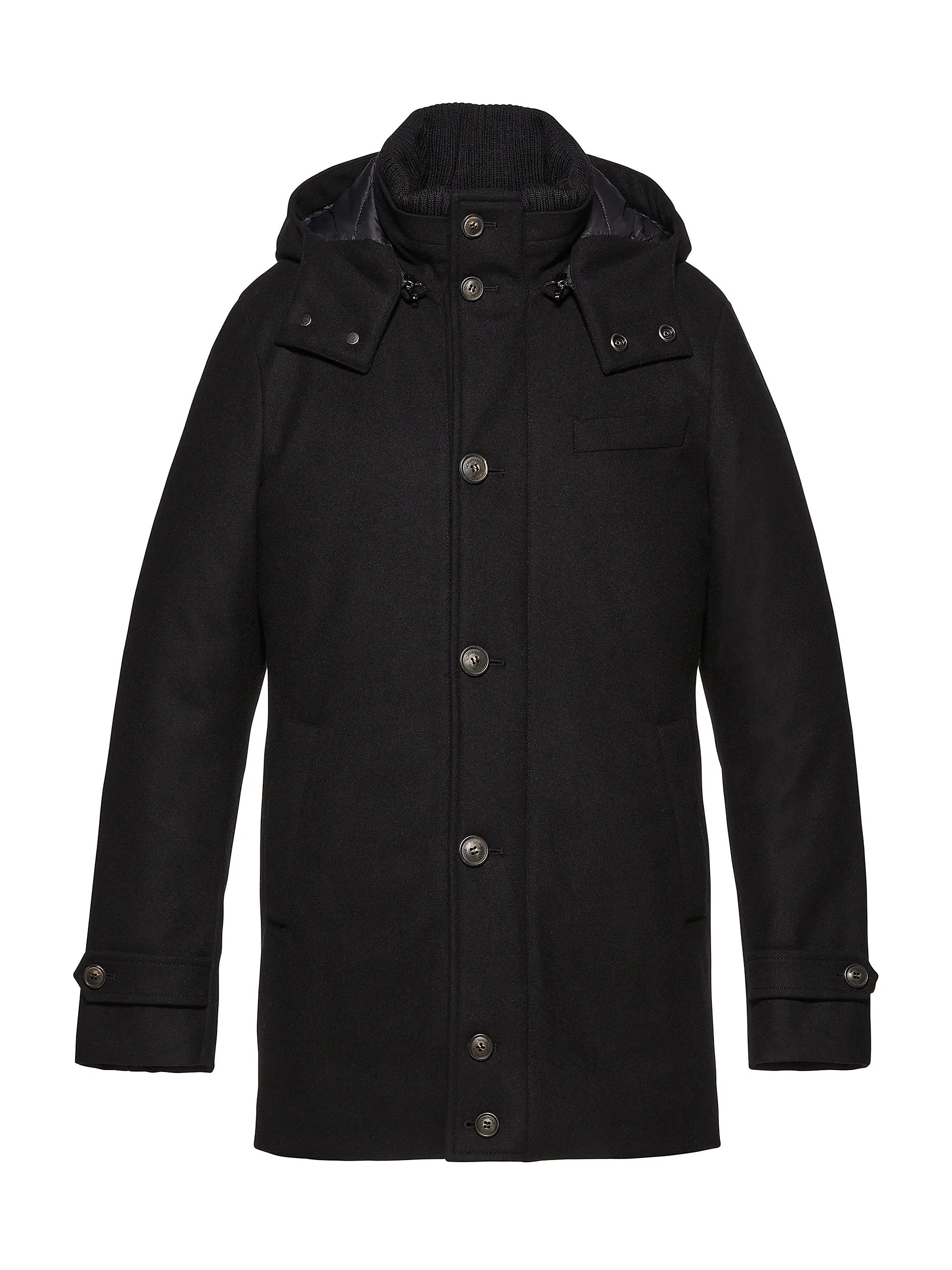 Norwegian Wool Mens City Active Wool-Blend Down Parka Coat Small Black