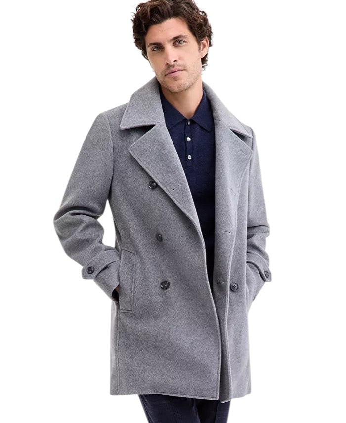 Tommy Hilfiger Mens Classic fit Peacoat Coat 36 S Light Grey Solid