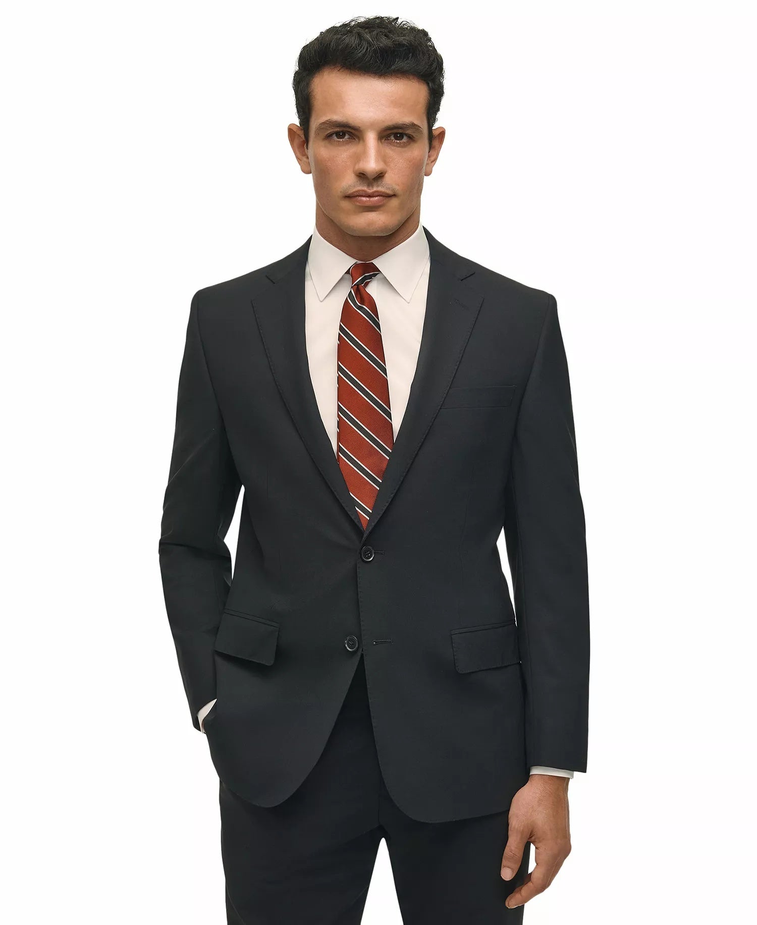 Brooks Brothers Mens Classic fit Suit Jacket Blazer 52 R Black Solid Stretch