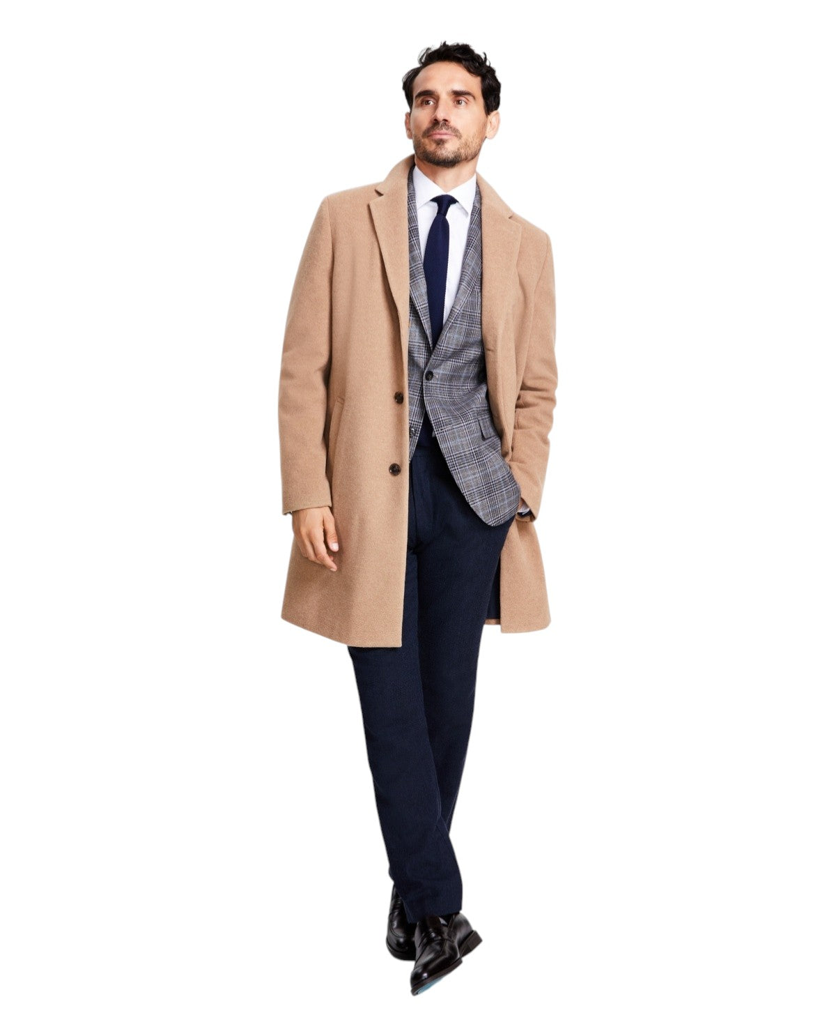 Tommy Hilfiger Mens Modern fit Overcoat Coat 38R Camel Beige Solid