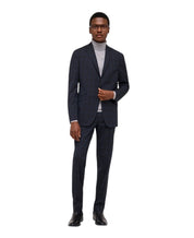 Kenneth Cole Mens Slim fit 2 Piece Suit 44 R / 37 Waist Dark Blue Plaid Stretch