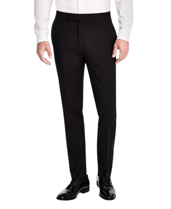 Calvin Klein Mens Slim fit Wool Tuxedo Pants 36 / 30 Black Solid