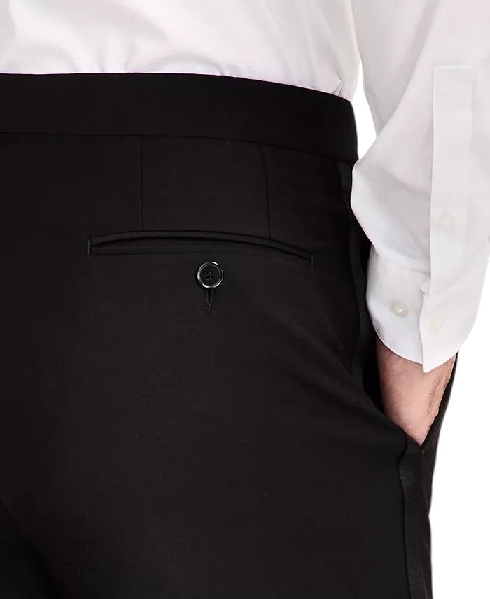 Calvin Klein Mens Slim fit Wool Tuxedo Pants 30 / 32 Black Solid