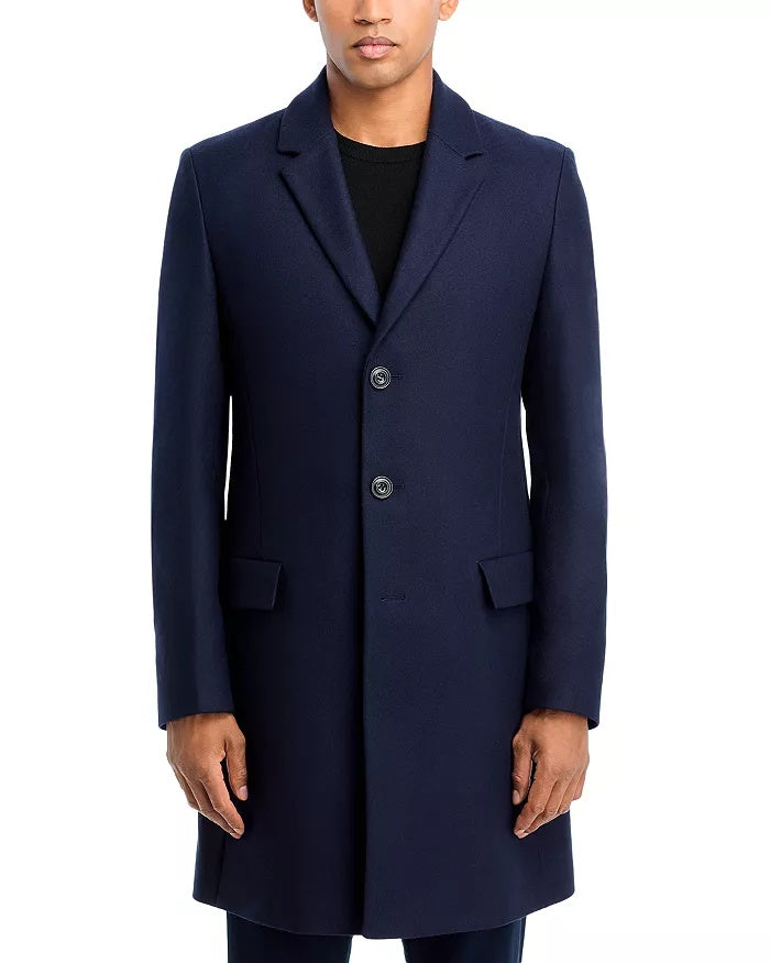 HUGO BOSS Migor Wool & Cashmere Extra Slim Fit Topcoat Overcoat 44R Navy Blue