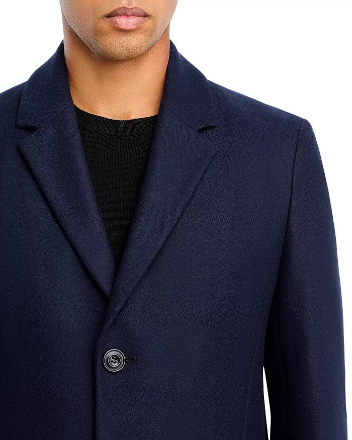 HUGO BOSS Migor Wool & Cashmere Extra Slim Fit Topcoat Overcoat 44R Navy Blue