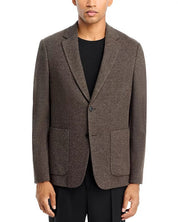 Theory Clinton City Knit Twill Jersey Jacket Blazer 42R Brown
