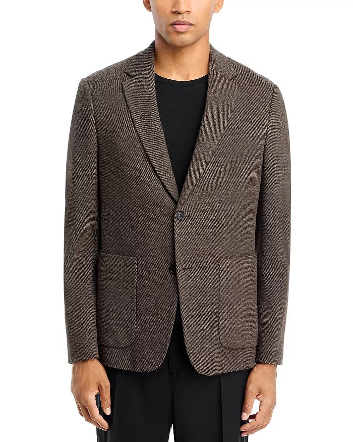 Theory Clinton City Knit Twill Jersey Jacket Blazer 42R Brown
