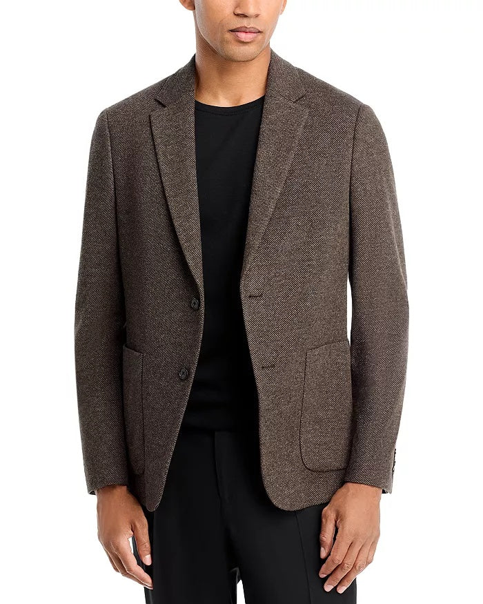 Theory Clinton City Knit Twill Jersey Jacket Blazer 42R Brown