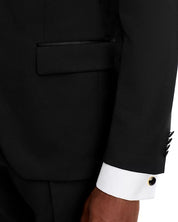 Hugo Boss Mens Slim fit Wool 2 Piece Tuxedo Suit 42 R Pants 36 Black Solid