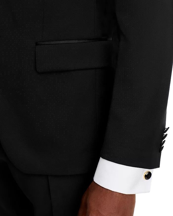 Hugo Boss Mens Slim fit Wool 2 Piece Tuxedo Suit 42 R Pants 36 Black Solid