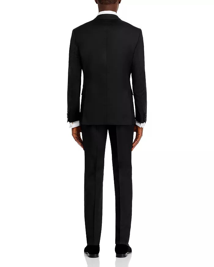Hugo Boss Mens Slim fit Wool 2 Piece Tuxedo Suit 42 R Pants 36 Black Solid