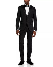 Hugo Boss Mens Slim fit Wool 2 Piece Tuxedo Suit 42 R Pants 36 Black Solid