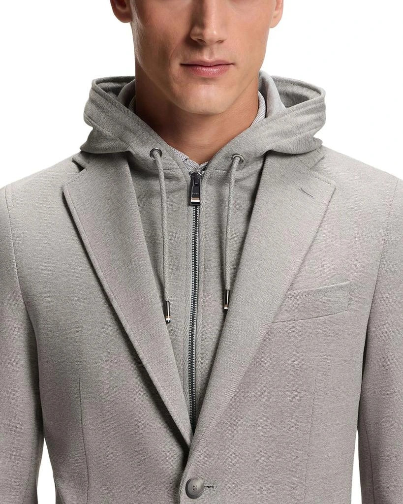 Hugo Boss Men’s Hanry Slim Fit Jersey Sport Coat 38R Silver with Removable Hood