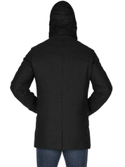 Norwegian Wool  Slim-Fit Hooded Wool Down Car Coat Medium Black
