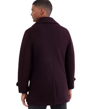 Tommy Hilfiger Mens Classic-Fit Double Breasted Peacoat Coat 46R Burgundy Red