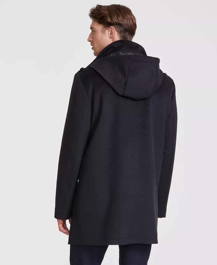 Calvin Klein Men's Regular Fit Wool Hooded Overcoat Coat 36 R Black