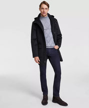 Calvin Klein Men's Regular Fit Wool Hooded Overcoat Coat 36 R Black