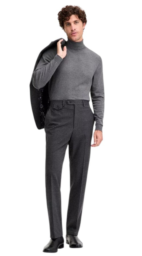 Tayion Collection Mens Classic fit Dress Pants 38 / 30 Grey Black Houndstooth
