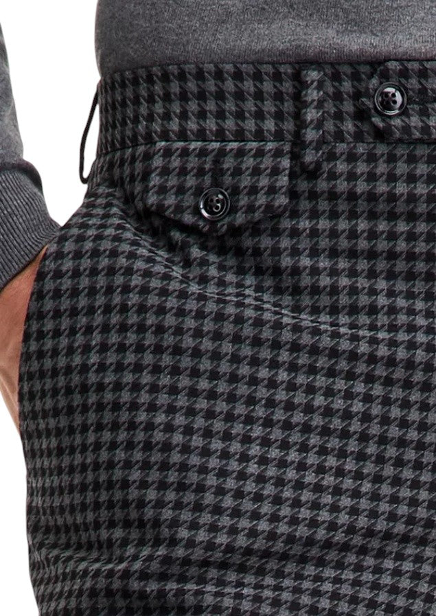 Tayion Collection Mens Classic fit Dress Pants 38 / 30 Grey Black Houndstooth
