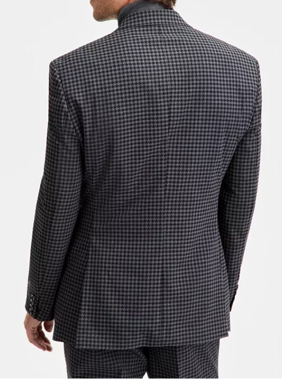 Tayion Collection Mens Classic fit Sport Coat Blazer 48 R Grey Black Houndstooth