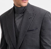 Tayion Collection Mens Classic fit Sport Coat Blazer 48 R Grey Black Houndstooth