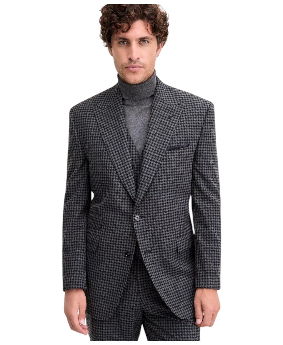 Tayion Collection Mens Classic fit Sport Coat Blazer 48 R Grey Black Houndstooth