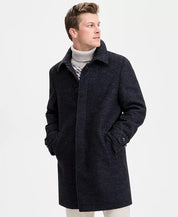 Tommy Hilfiger Mens Melange Overcoat Coat 42 S Navy Blue Herringbone
