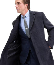 Nautica Mens Modern-Fit Wool-Blend Overcoat Coat 42L Grey Plaid