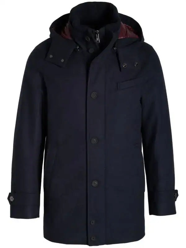 Norwegian Wool Mens City Active Down Parka Coat XL Navy Blue