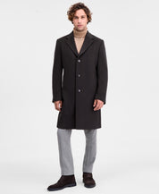 Michael Kors Mens Classic-Fit Wool Overcoat Coat 46 R Olive Green Navy Plaid