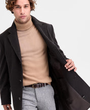 Michael Kors Mens Classic-Fit Wool Overcoat Coat 46 R Olive Green Navy Plaid