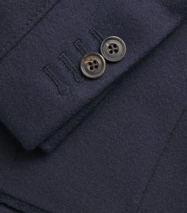 Corneliani Wool Topcoat Overcoat 46R Navy Blue with Zip Out Microsuede Bib