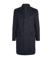 Corneliani Wool Topcoat Overcoat 46R Navy Blue with Zip Out Microsuede Bib