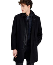 Nautica Mens Classic-Fit Bibbed Wool Overcoat Coat 40L Black