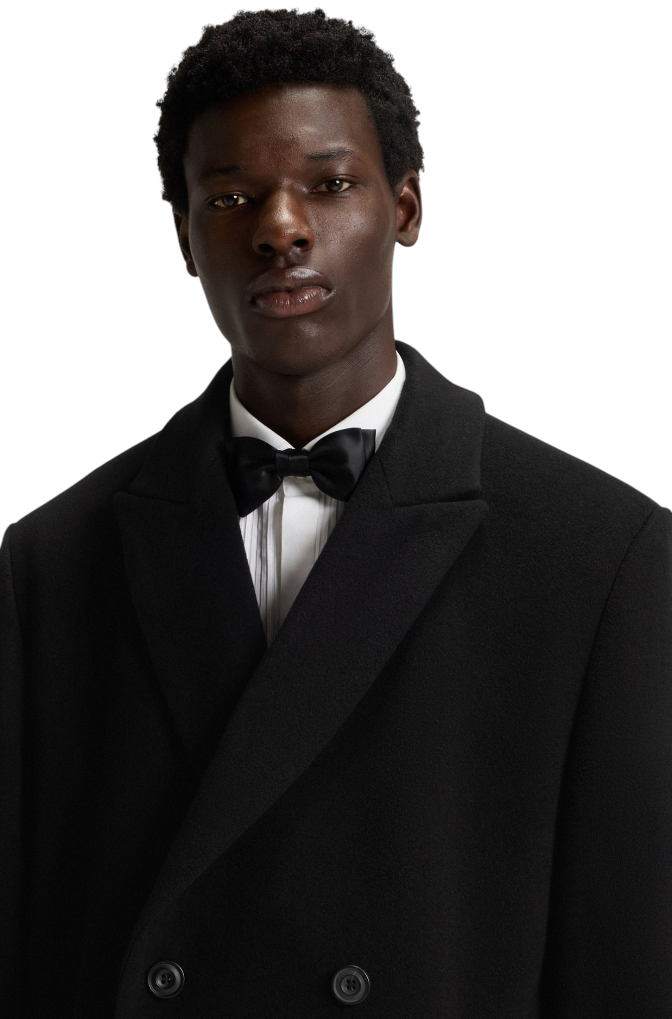 Hugo Boss Mens Modern-Fit Wool Blend Double Breasted Overcoat Coat Small Black