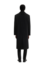 Hugo Boss Mens Modern-Fit Wool Blend Double Breasted Overcoat Coat Large Black