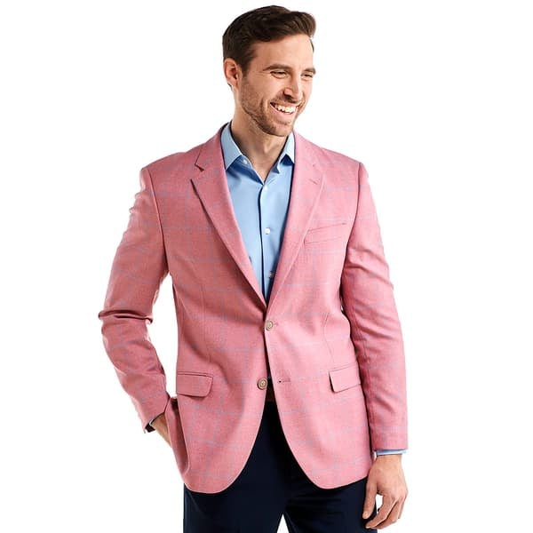 Nautica Mens Modern fit Sport Coat Blazer 46 R Pink Plaid
