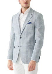 Vince Camuto Mens Slim fit Linen Cotton Sport Coat Blazer 42 R Blue Plaid